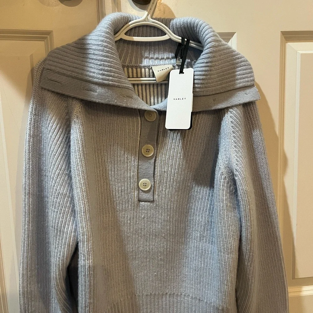 Varley Light Blue Ribbed Button-Up Sweater - Picture 16 of 16
